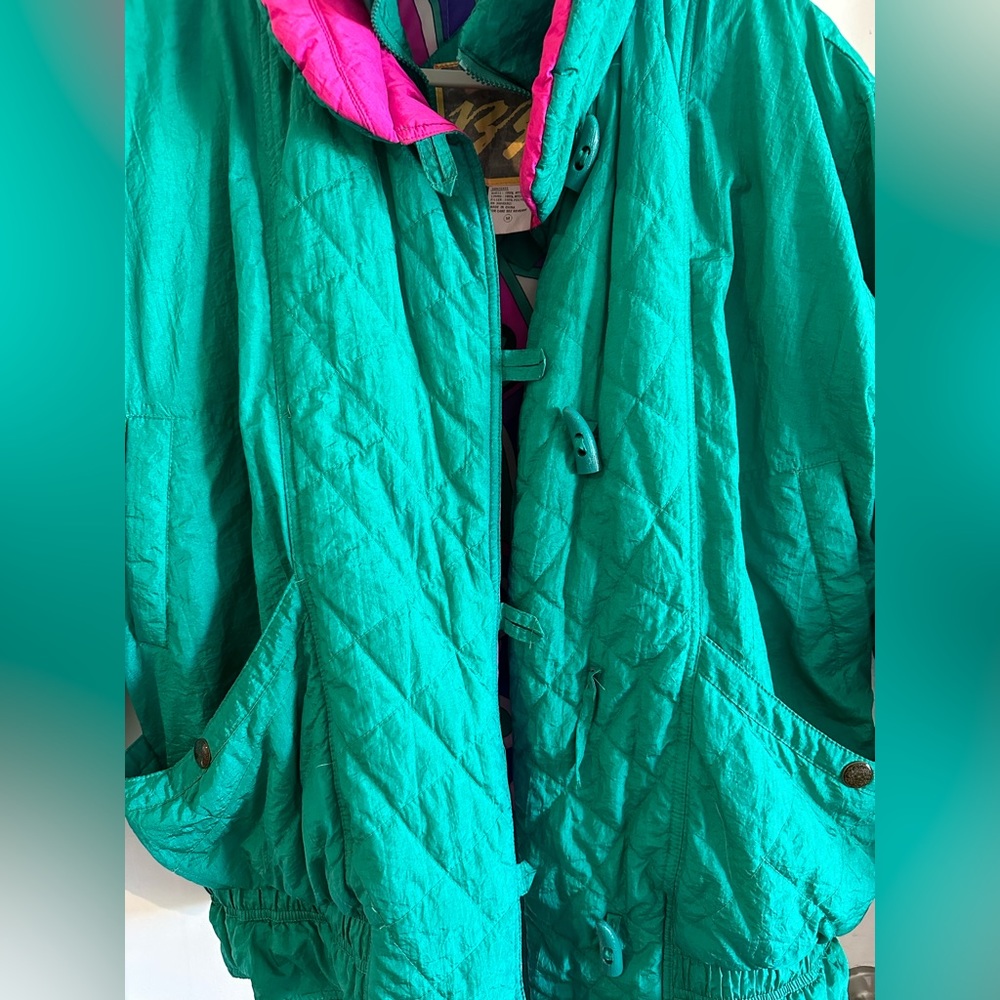 Vintage IZZI Retro Jacket 80s 90s Colorful Neon Multicolor Zip Up Jacket Size M